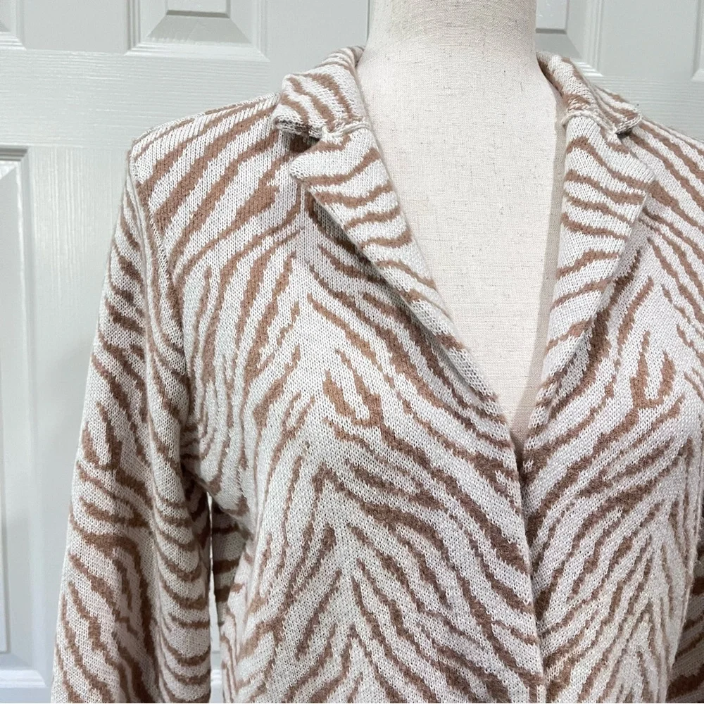 Maeve Anthropologie Zebra Print Wool Blend Sasha Cardigan Sweater Jacket Size S - Picture 4 of 11